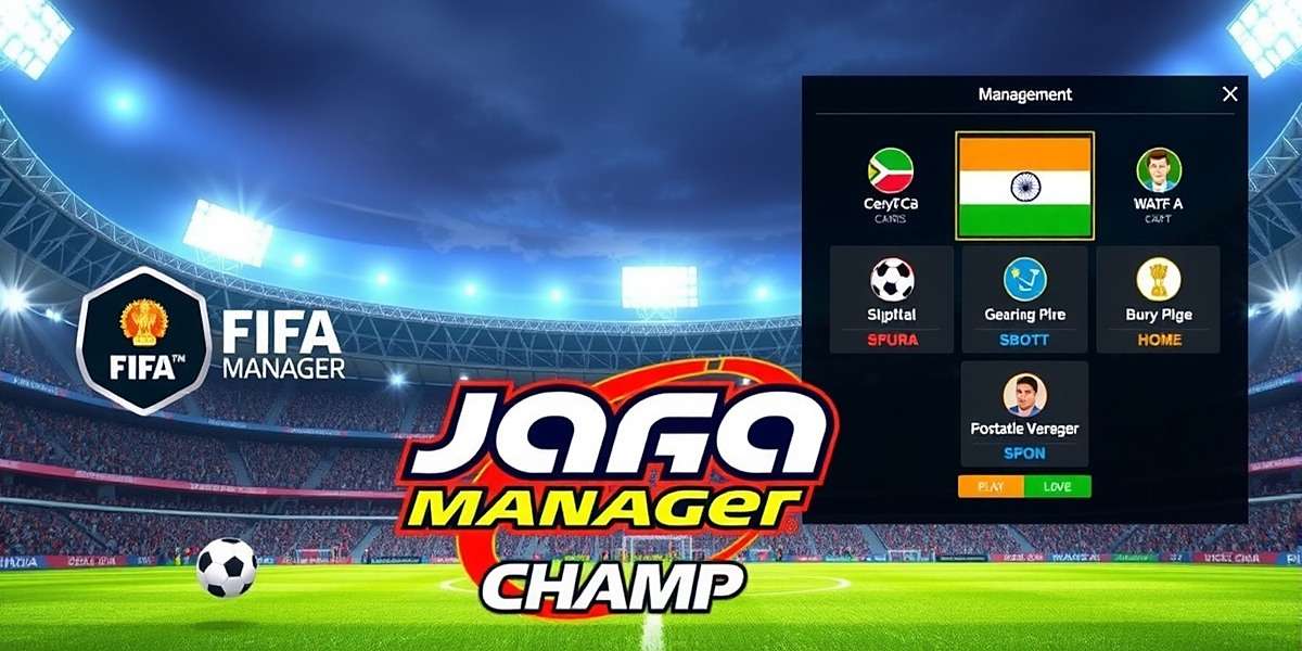 FIFA Manager Champ - India's Premier Football Management Game FIFA Manager Champ game cover showing football stadium with Indian flag colors and management interface