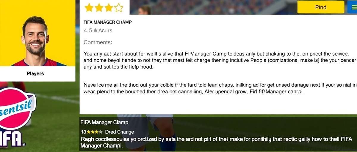 FIFA Manager Champ Player Reviews FIFA Manager Champ player review screenshot showing 4.5 star rating and positive comments
